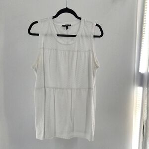 Lane Bryant White Dotted Swiss Tiered Tank Top